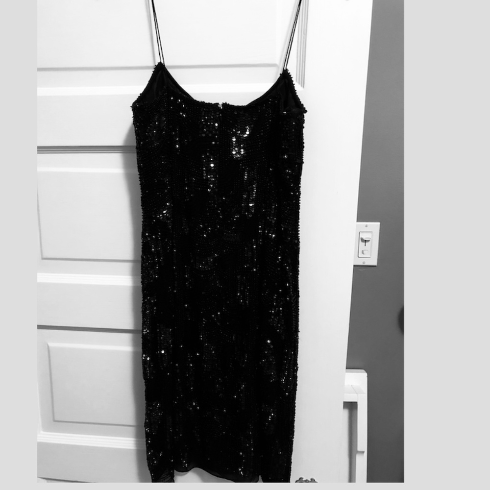Aidan Mattox Black Beaded Cocktail Dress - Size 8